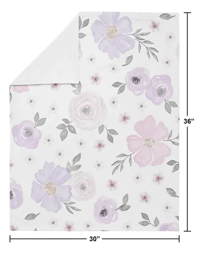 Manta Shabby Chic Para Bebé Niña Rosa Acuarela Lavanda