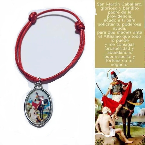 1 Pulsera Hilo Rojo Con Medalla De San Martin Caballero