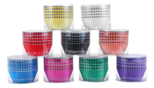 100 Moldes Para Muffins De Pvc Dorado Grueso