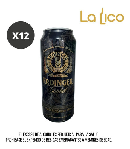 Cerveza Erdinger Dunkel 500ml Lata X 12 - mL a $28
