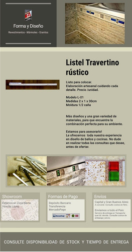 Listel Travertino Rústico L01, Guarda Lápiz - Forma Y Diseño
