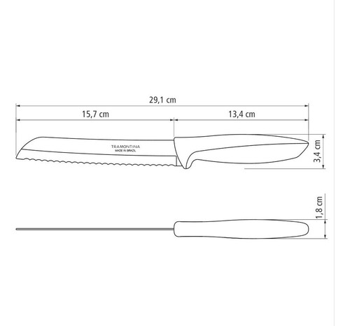 Faca Para Pão Bolo Com Serra Serrilhada Aço Inox Tramontina