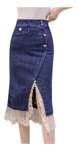 Faldas Midi Ajustadas De Jean Para Mujer, Falda Larga Con Do