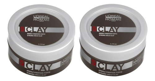 Kit 2 Loreal Homme Clay Pasta Force 5 Modeladora 50ml Full