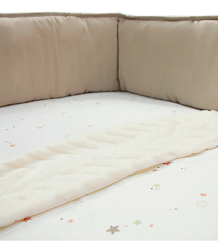 Protector De Cuna Nap Algodón 4x26 Cm - Confort Seguro Liso Beige
