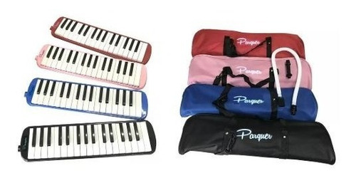 Imagen 5 de 11 de Melodica A Piano Parquer 32 Notas Azul Con Funda Manguera