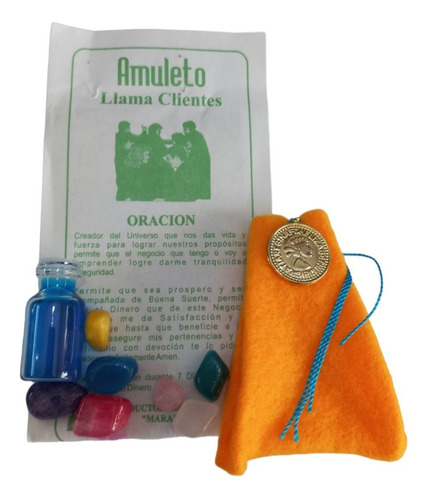 Amuleto Llama Clientes, 3 Pzas De Bolso C. Oración + Regalo