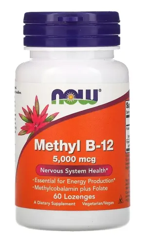 Methyl B12 Metilcobalamina 5000mcg 60 Caps Sublingual - Now Sabor...