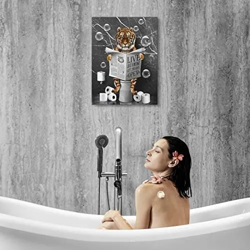 Kasluolo Tiger Decoración De Baño Arte De Pared Divertido Ti