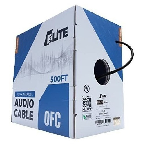 Elite Cable De Altavoz 16/4, 16awg/4 Conductores, Certificac