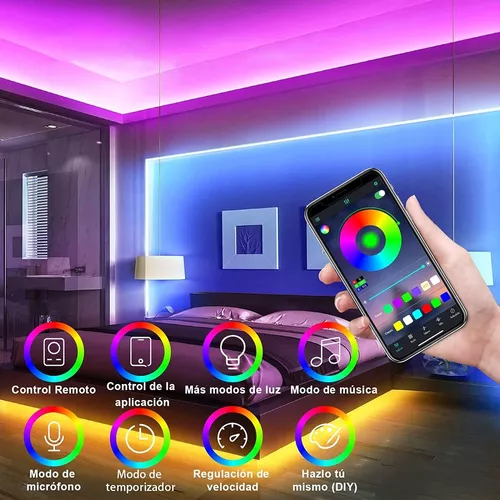 Tira De Luz Led Rgb De Neón Ip65 Flexible Bluetooth De 5m - ELE-GATE