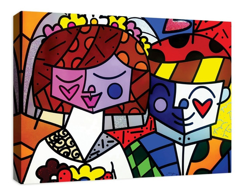 Boda Romero Britto Cuadro Decorativo Moderno Lienzo Canvas