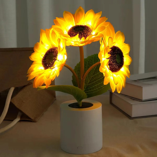 Lámpara Nocturna Led De Girasol Recargable