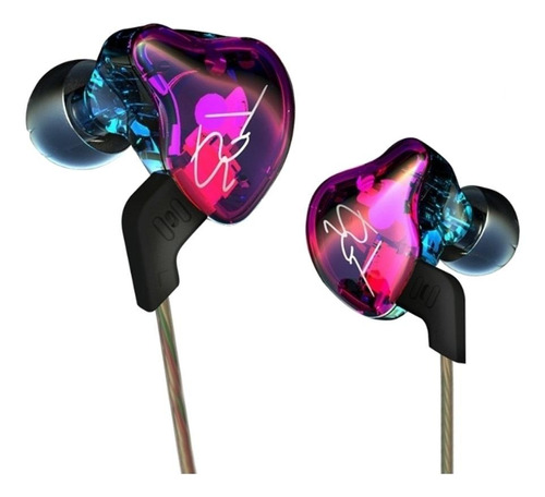 Audífonos in-ear KZ TWS ZST with mic purple y blue con luz  verde oscuro