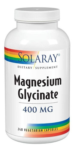 Glicinato De Magnesio 400 Mg Solaray 240 Capsulas Vegetales