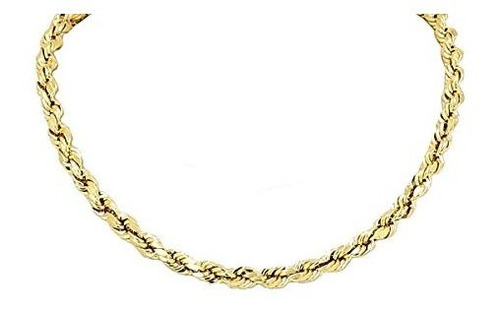 Cadena, Collar Para Hombr Cadena De Cuerda De Oro Amarillo C