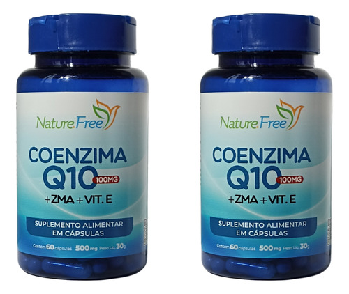 Kit 2 Coenzima Q10 100mg + Zma + Vitamina E 60 Cápsulas Sem Sabor