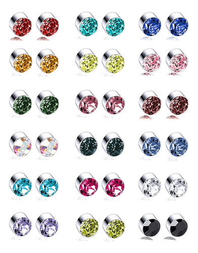 Torniro 18 Pares De Aretes Magnéticos De Colores Con Circoni