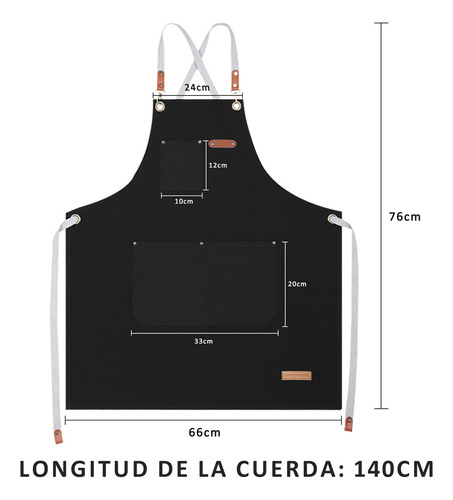 2 Unidades Mandil Negro Cocina Chef Impermeable Multiusos Delantal.