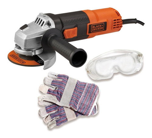 Kit Pulidora 820w 11000 Rpm+ Guantes+ Gafas - Black+decker