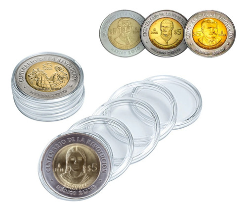 20 Capsulas Para Monedas 26 Mm Para 5 Pesos Y Monedas Chicas