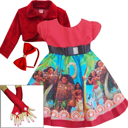 Vestido Infantil Moana Festa Luxo Roupa/fantasia