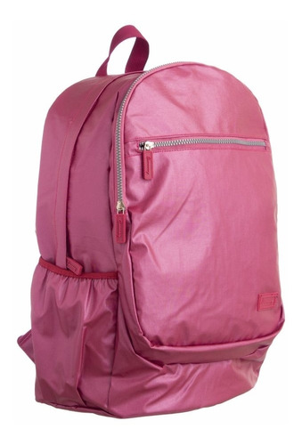 Mochila Feminina Young Crinkle Impermeável Laptop Rosa Desenho do tecido Liso