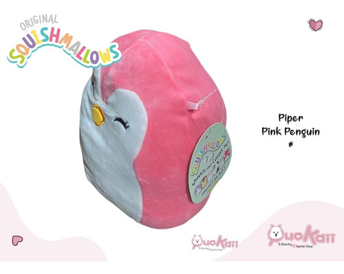 Squishmallow Kellytoy 7 Inches Piper Penguin Pingüino Rosa