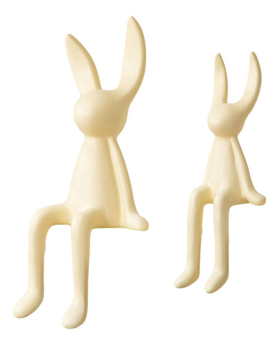 Juego De 2 Figuritas De Conejo Sentado De Amarillo Leche