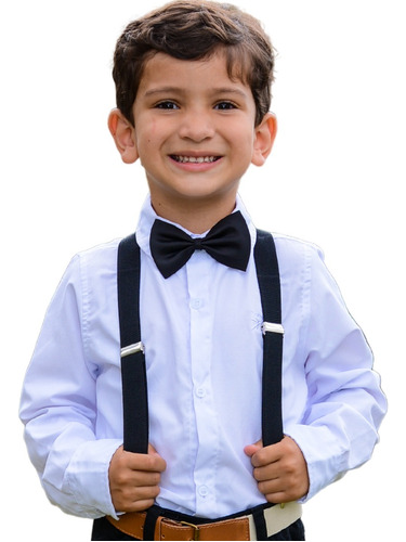Camisa Social Infantil Menino + Suspensorio+ Gravata Premium