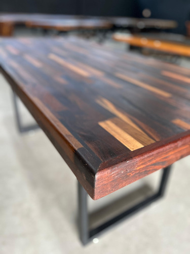 Mesa De Jantar Madeira Maciça Resistente Pés Quadrados
