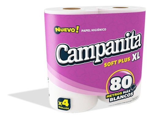 Campanita Papel Higienico Xl 80mts Soft Plus. El Mejor!!