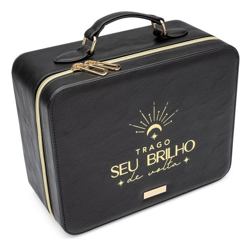 Maleta De Maquiagem Com Led Seu Brilho Imaginarium Cor Preto