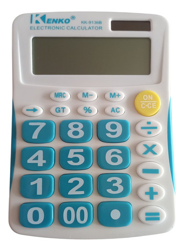 Calculadora Kk-9136b 12 Dígitos Escritorio Celeste
