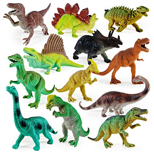  Pack 12 Figuras Dinosaurio Educativas 9 Pulgadas 