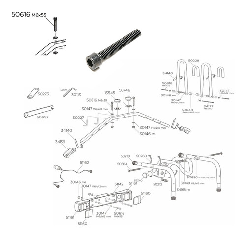 Peça De Reposição 50616 Parafuso De Fixação M6x55 