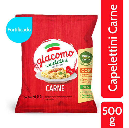 Giacomo Capelettini Carne Pasta Semola Fortificada X 500 Gr