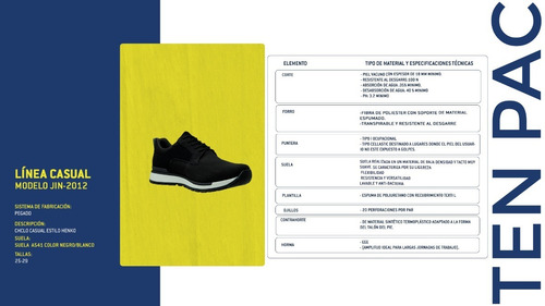 Imagen 6 de 6 de Calzado Ten-pac Choclo Casual Henko Color Negro
