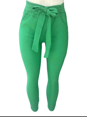 Pantalon Moño Casual Entubado, Resorte En Cintura, 2 Bolsas