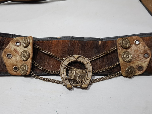 Imagen 10 de 10 de Antigua Rastra De Gaucho Monedas Metal Cuero Mag 59078
