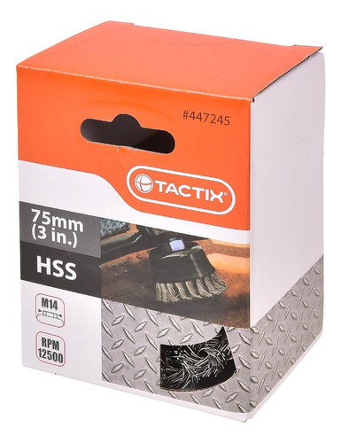Grata Copa Trenzada Tactix De 3 (75 Mm) Hilo M14 Color Gris