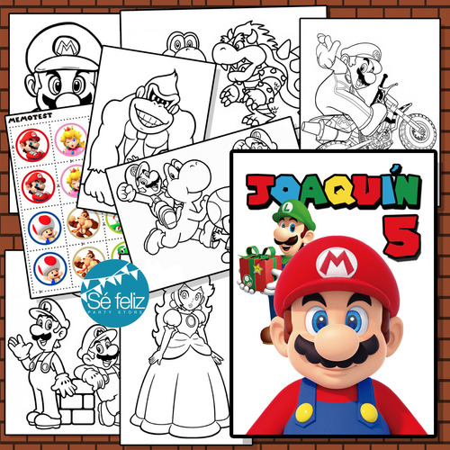 Librito P/ Colorear Personalizado Temática Mario Bros
