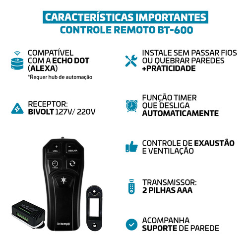 Controle Remoto Para Ventilador De Teto E Lâmpada BT-600 Beltempo Compatível Com Alexa