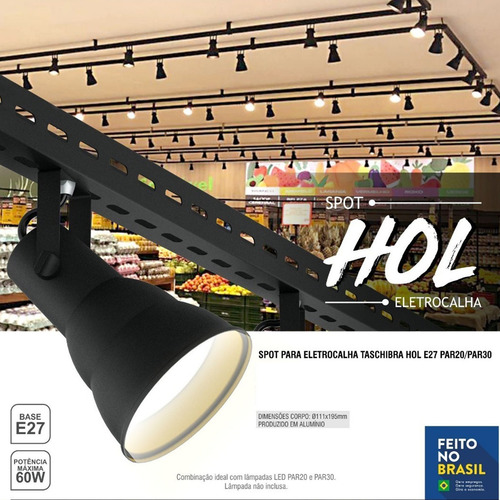 Luminária Spot Hol Para Eletrocalha Soquete 1xe27 Taschibra Cor Preto 127/220V