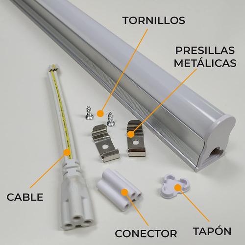 Pack 3 Tubos Led T5 Con Base Empavonado 18w 120cm Luz Fria