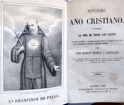 1856 Vida De Santos Año Cristiano Abril Grabados Andrade