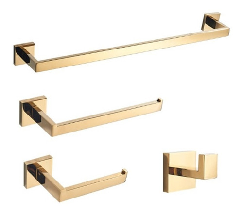 Set Juego Accesorios Para Baño Acabado Oro Pulido Brillante