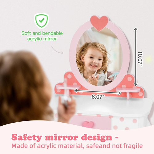 Oook Juego De Tocador Para Niños Mesa Y Silla Con Espejo