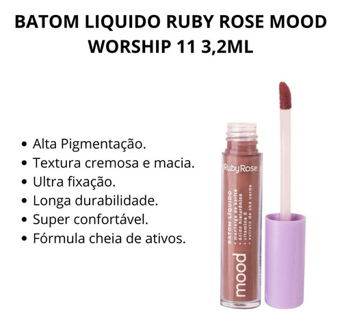 Ruby Rose Batom Liquido Mood Worship 11 3,2ml