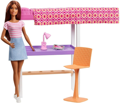 Barbie Cabello Oscuro Juego De Habitación Universidad